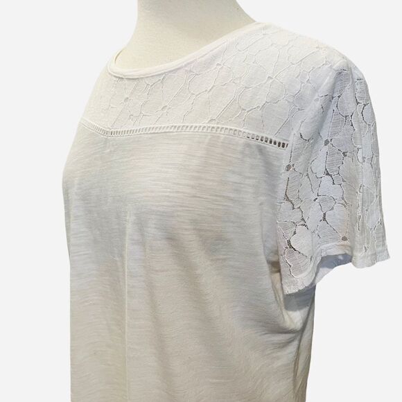 Liz Claiborne Plus Size  White Short Sleeve T-shirt with Lace size PXXL - Picture 1 of 7